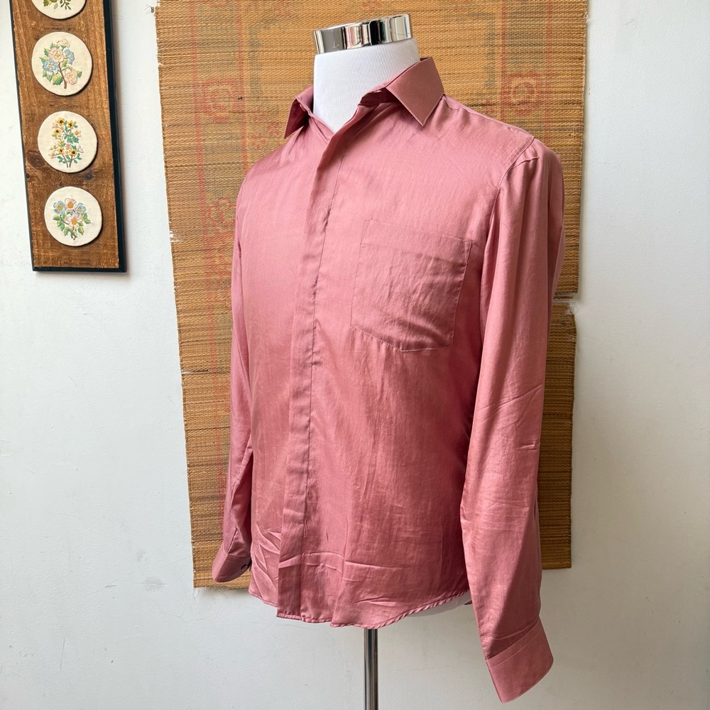 Vintage Silk Pink Dress Shirt - Picture 7 of 14